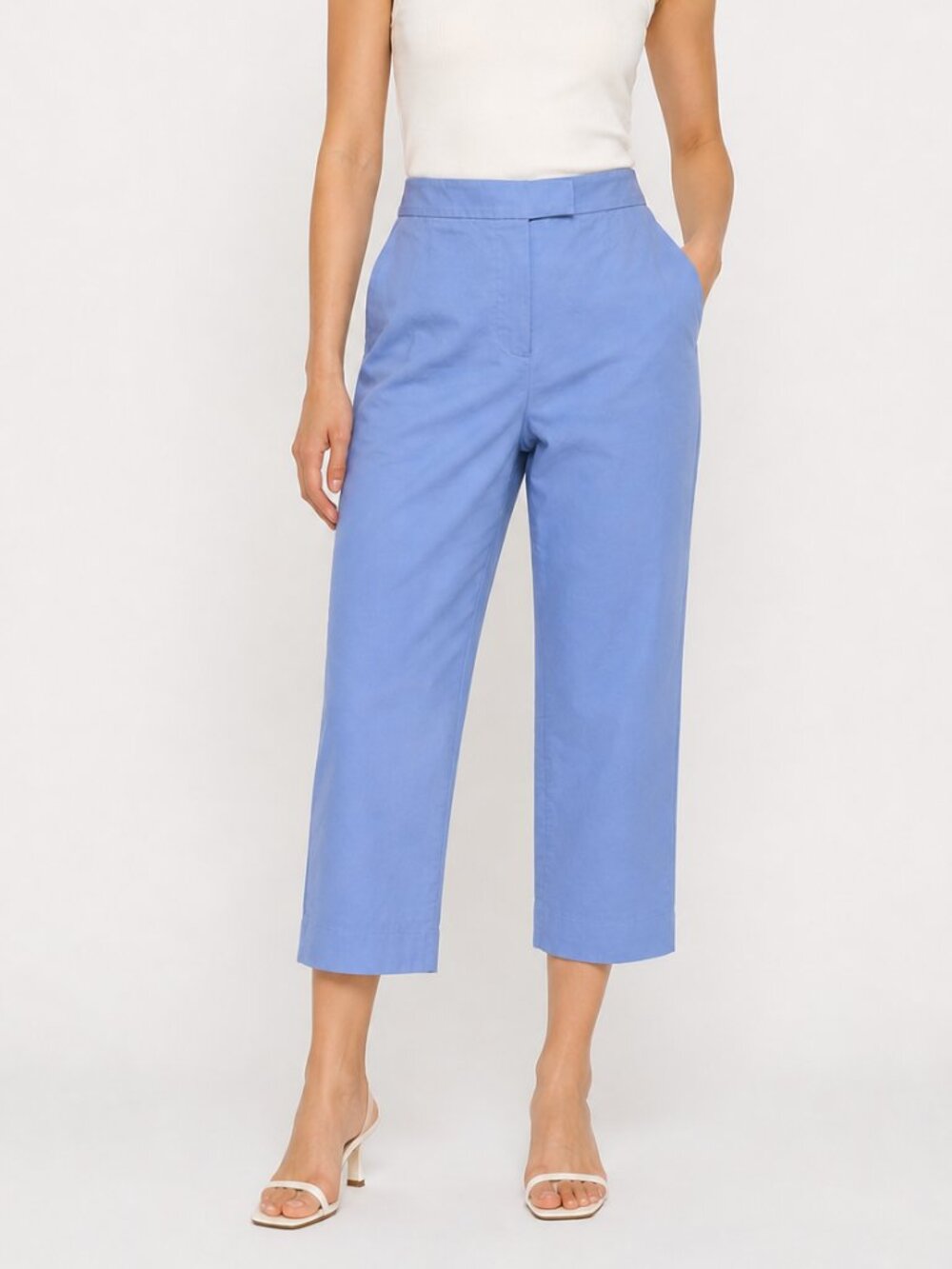 Jeana Sohn Lake Periwinkle Cropped High Waist Trousers‎ Blue XS